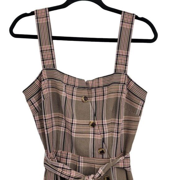 Gal Meets Glam Madison Tie Front Dress Retro 60s Apron Pinafore Plaid Pink Sz 10 - Picture 8 of 14